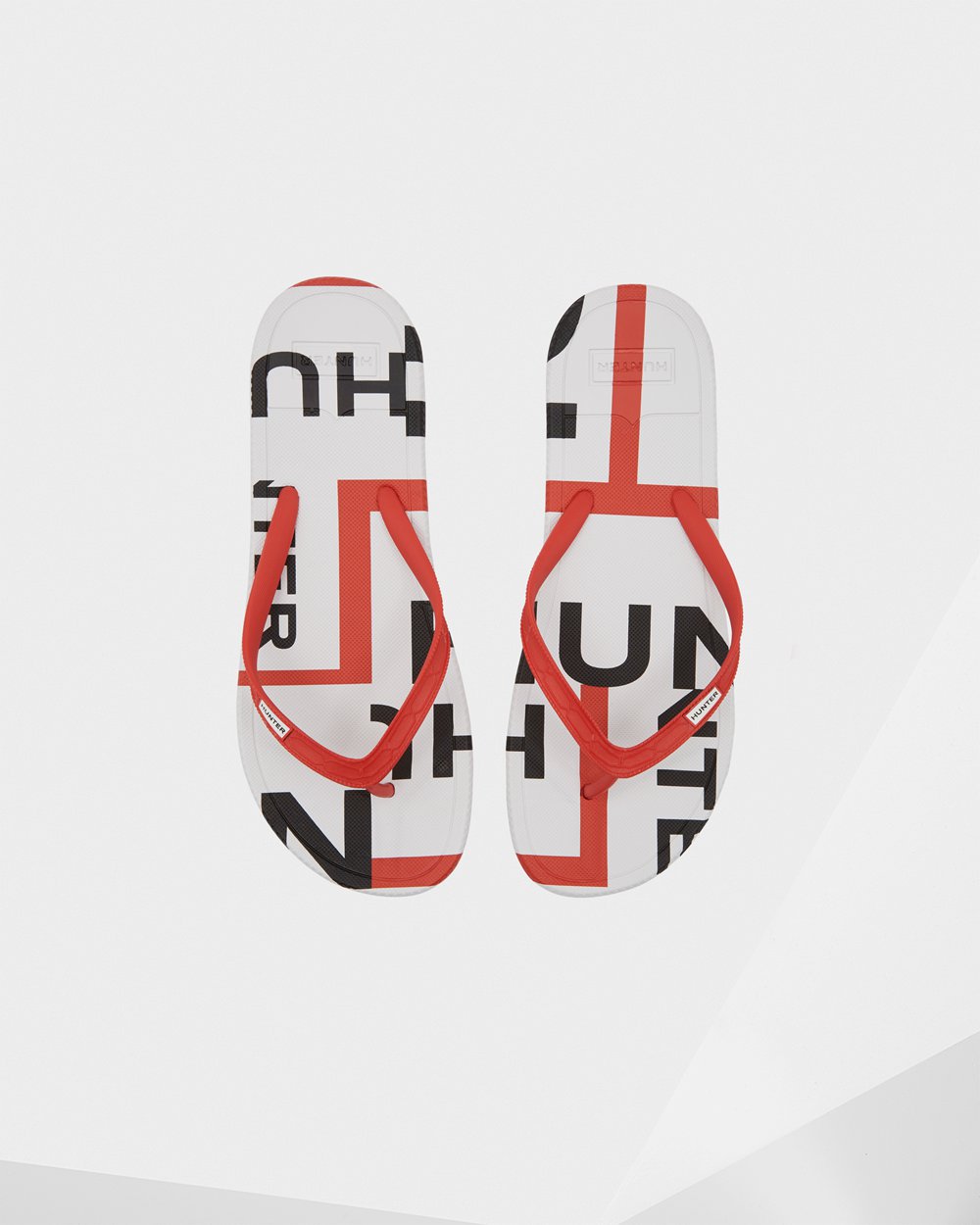 Hunter Original Exploded Logo Flip Flops - Shop Online Mens Red - PZECWB230